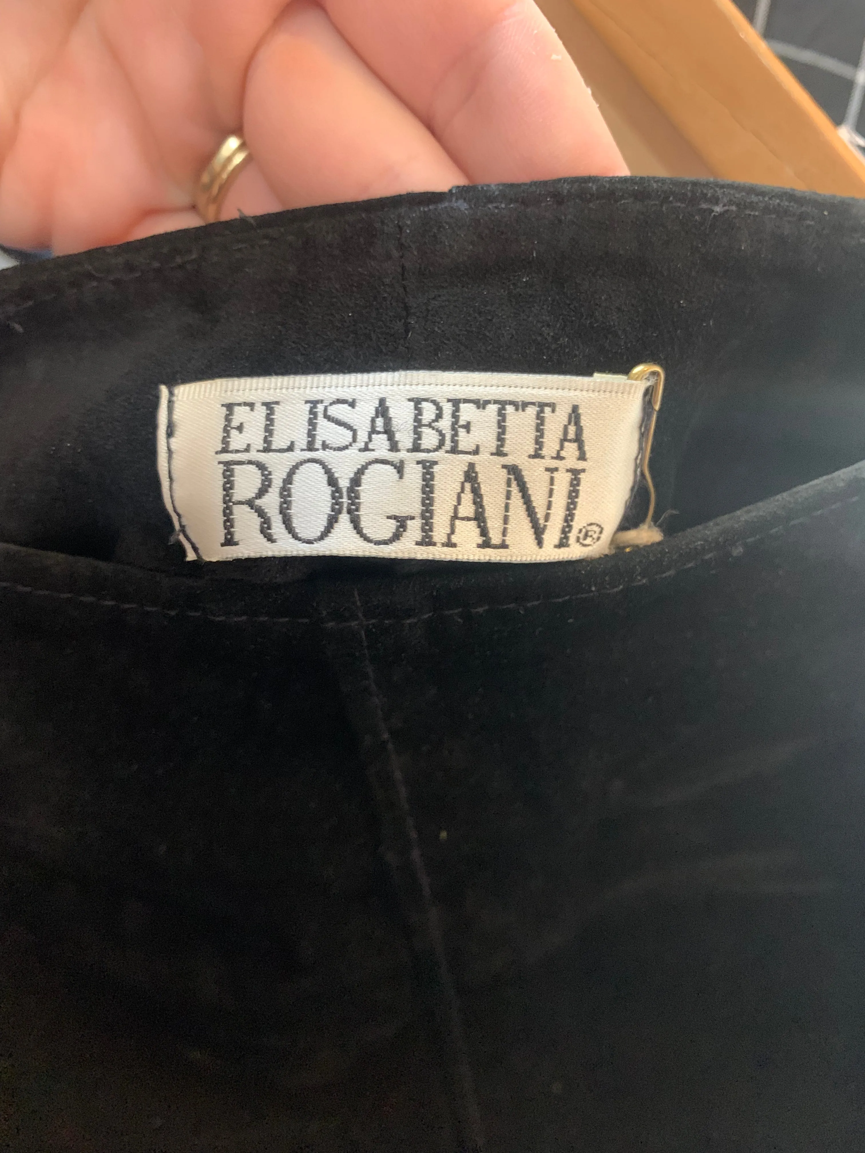 Vintage Elisabetta Rogiani Black Suede Micro Mini Skirt