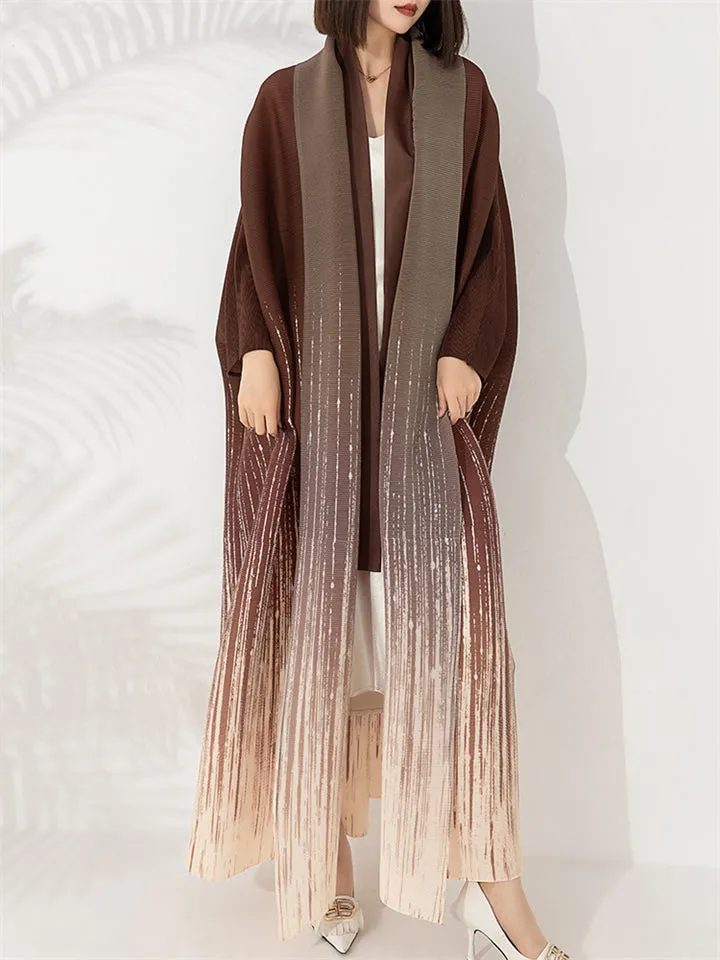 Vogue Gradient Color Cardigan Batwing Sleeve Overcoat for Women