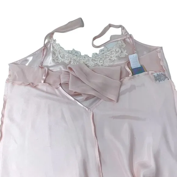 VTG Expressions Lace Embellished Side Slit Full Length Night Gown Blush Pink Med