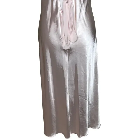VTG Expressions Lace Embellished Side Slit Full Length Night Gown Blush Pink Med