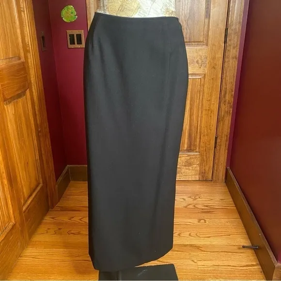 VTG Long black wool maxi skirt Francesca Mammoliti Canadian designer sz 10