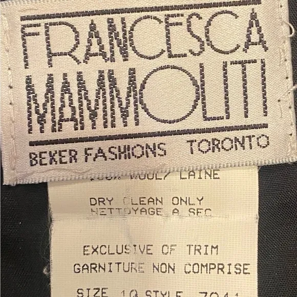 VTG Long black wool maxi skirt Francesca Mammoliti Canadian designer sz 10