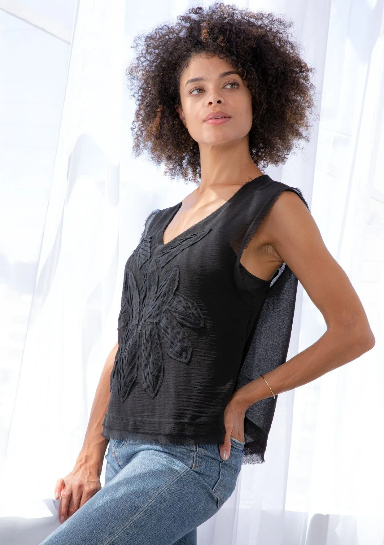 Waking Dreams Chiffon Applique Top