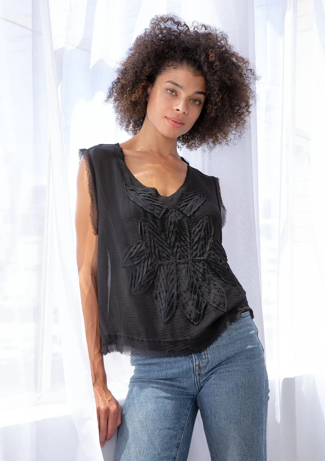 Waking Dreams Chiffon Applique Top