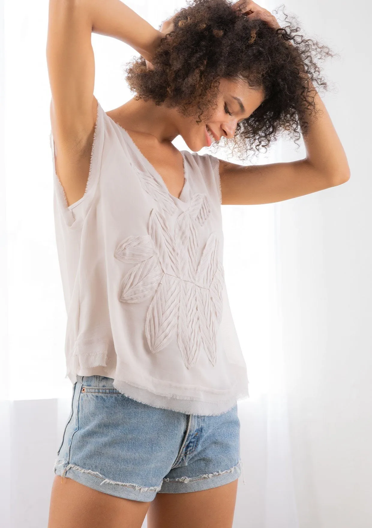 Waking Dreams Chiffon Applique Top