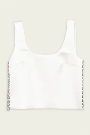 White Bonded Satin Vest