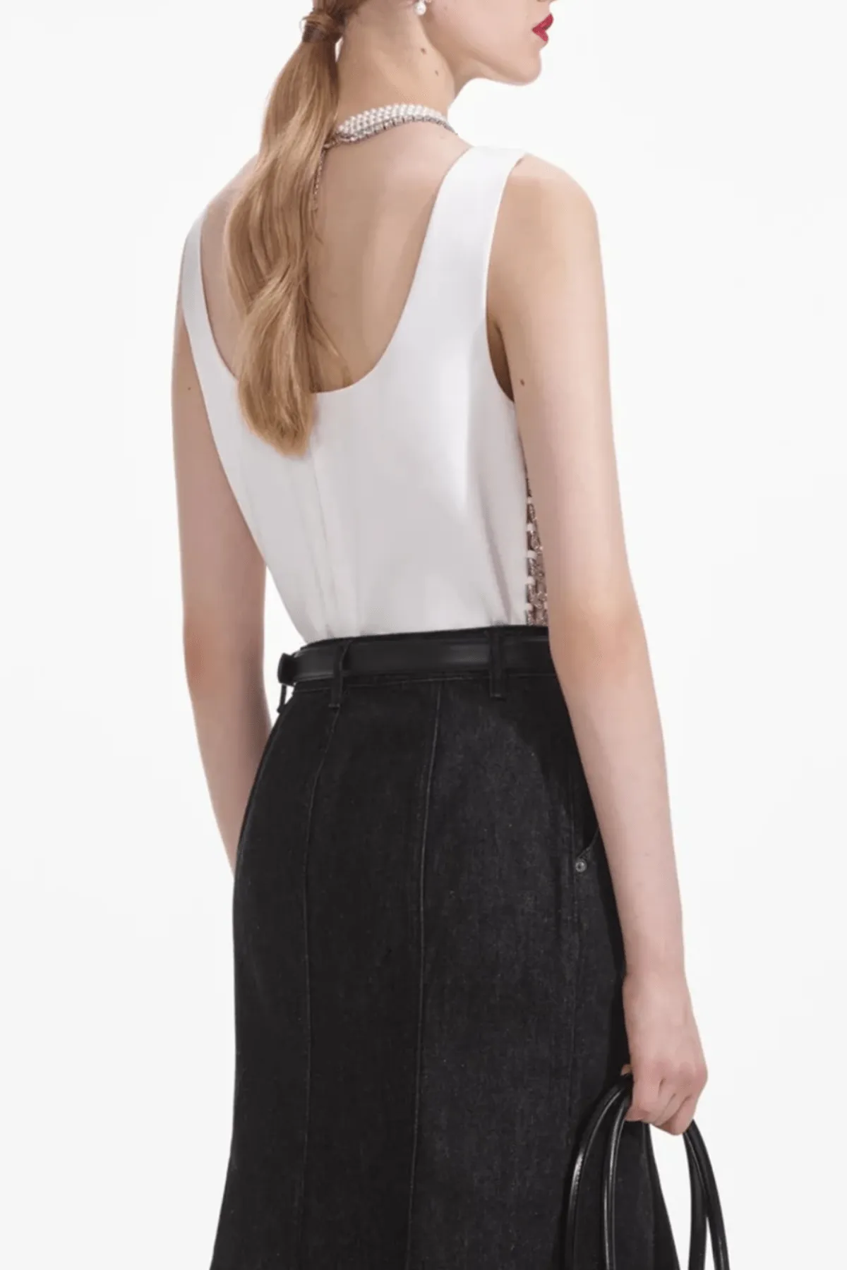 White Bonded Satin Vest