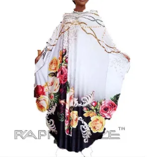 White Color Unique Designed Long Party Gown Maxi Style - 1 pcs with S, M, L, XL size