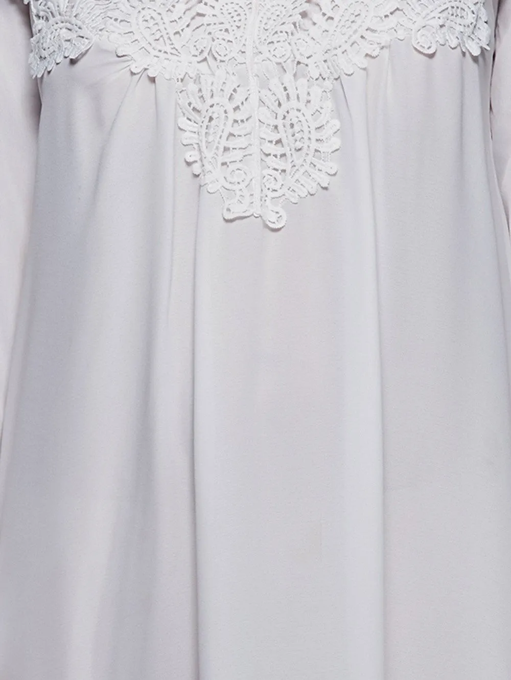 White Crochet Trim Maxi Flowing Dress