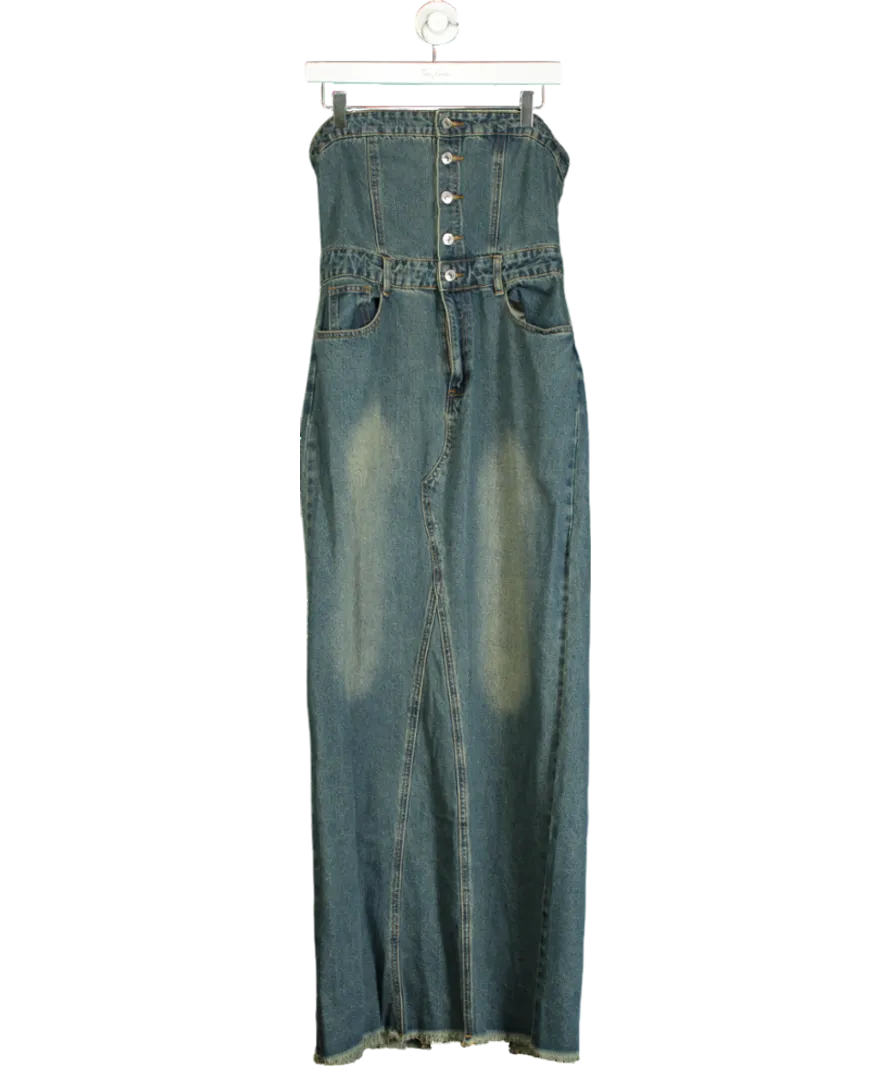 White Fox Blue Moonlight’ Denim Maxi Dress UK M