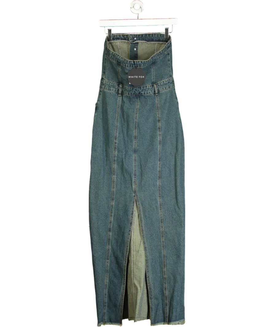 White Fox Blue Moonlight’ Denim Maxi Dress UK M