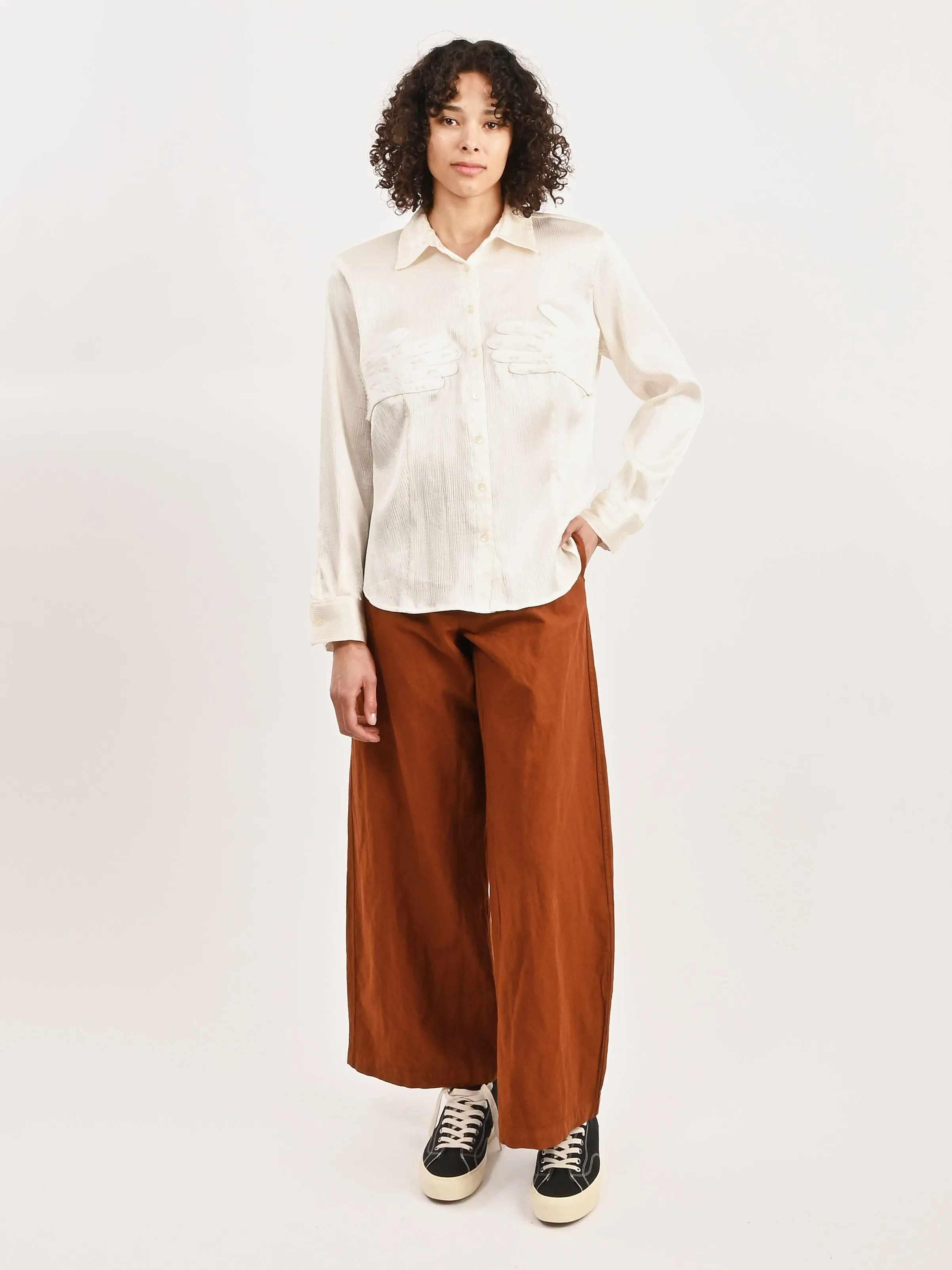 White Satin Beaded Glove Blouse