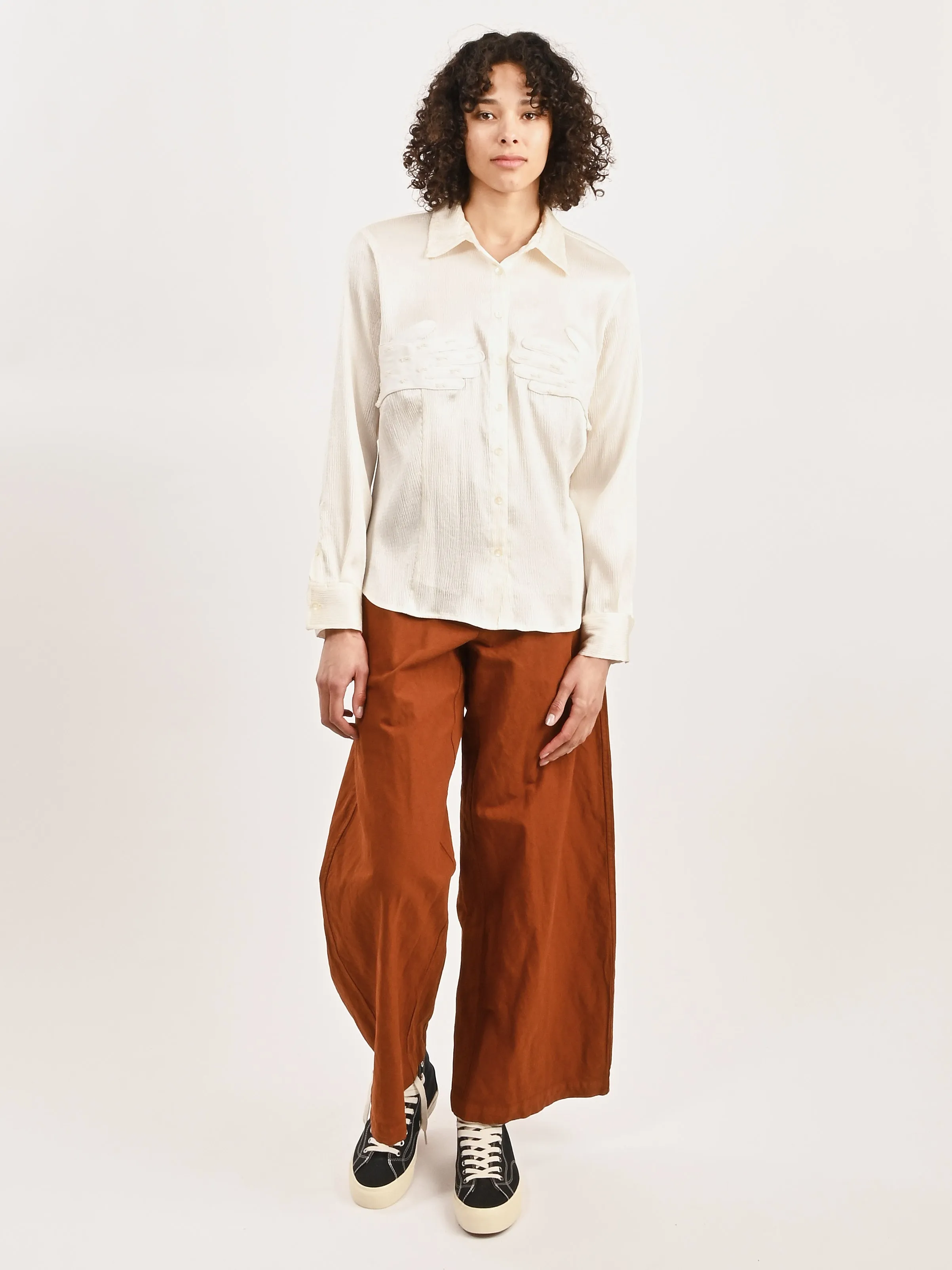 White Satin Beaded Glove Blouse