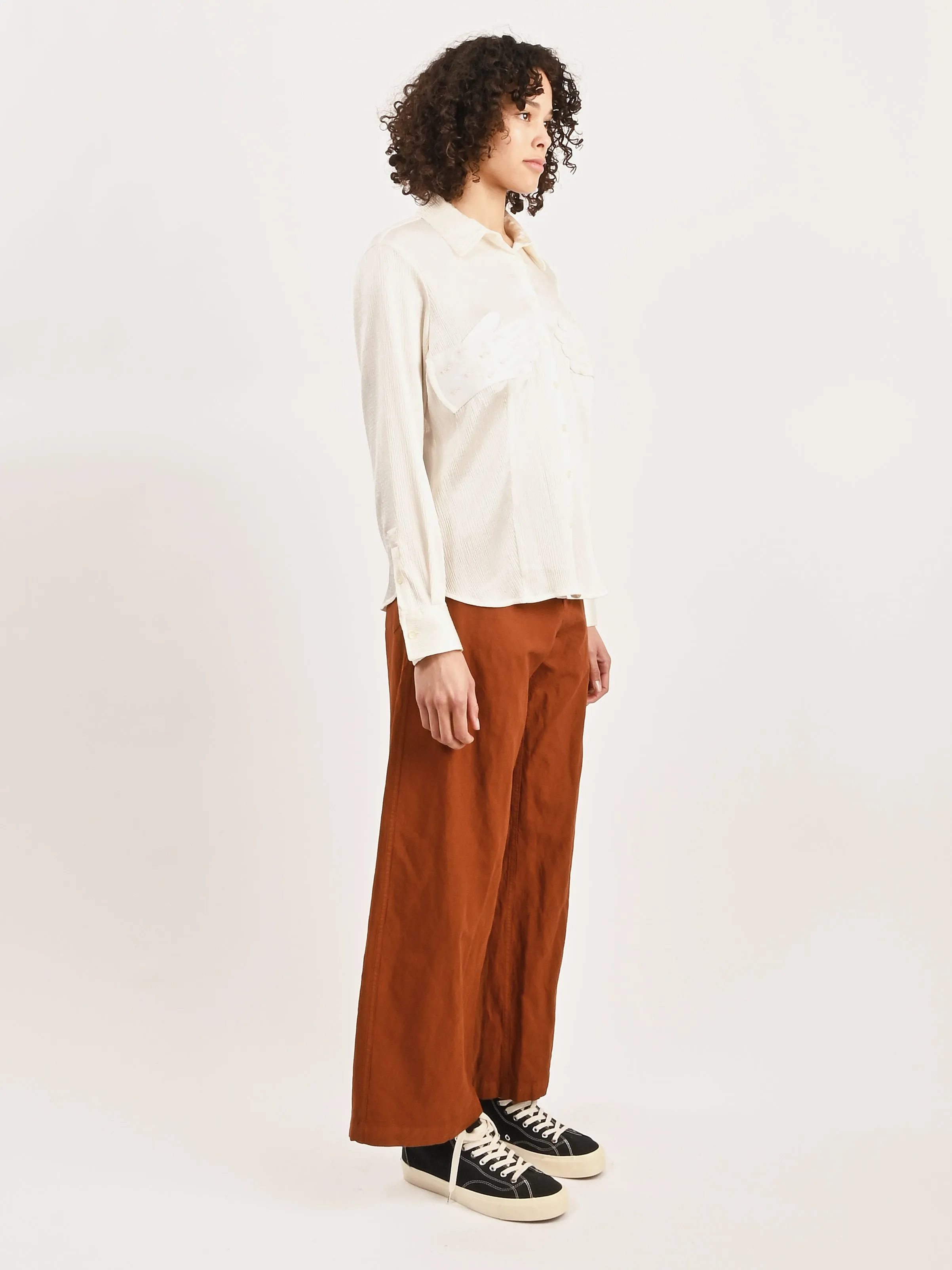 White Satin Beaded Glove Blouse