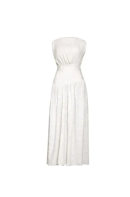 White waist sleeveless long skirt