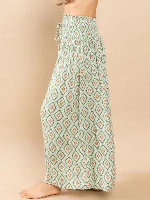 WOMEN'S ELASTIC WAIST MULTI PRINT MAXI SKIRT