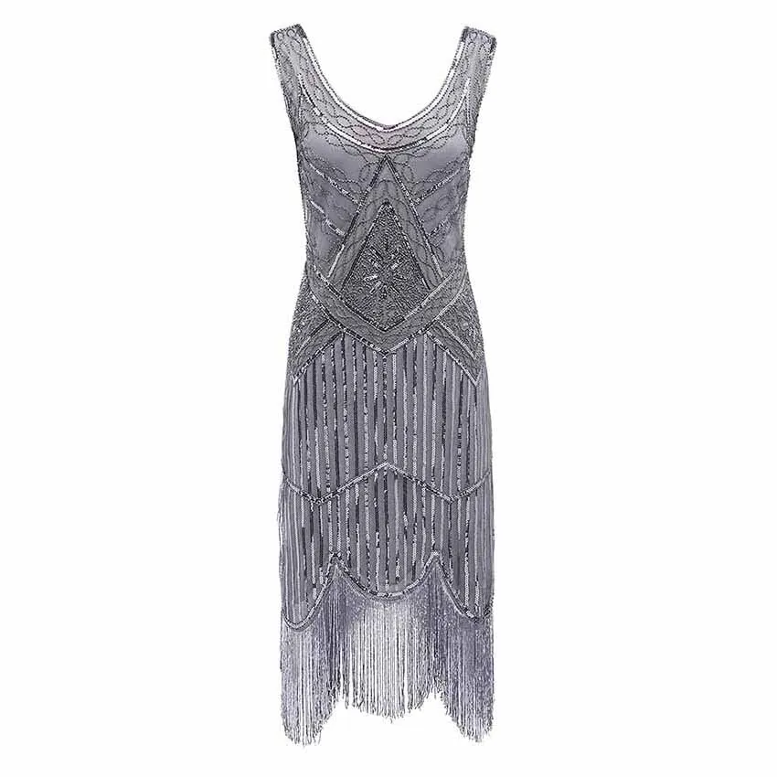 Women's Flapper Dresses 1920s Beaded Fringed Great Gatsby Dress