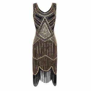Women's Flapper Dresses 1920s Beaded Fringed Great Gatsby Dress