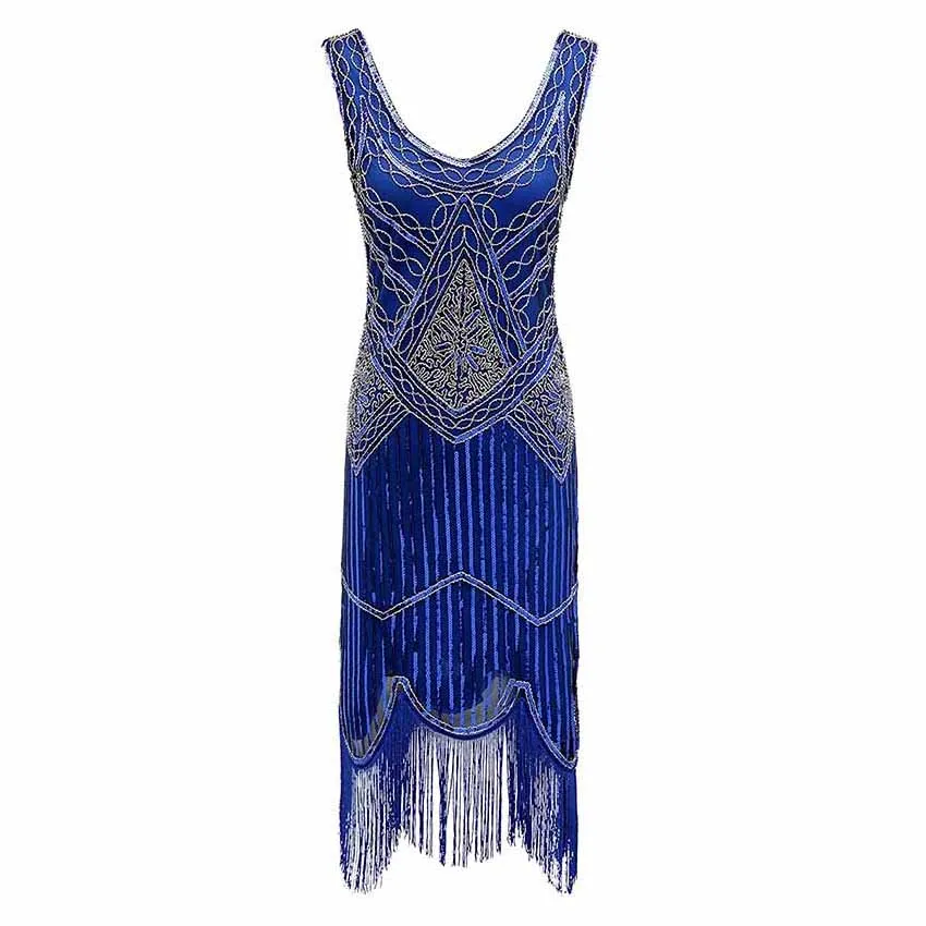 Women's Flapper Dresses 1920s Beaded Fringed Great Gatsby Dress