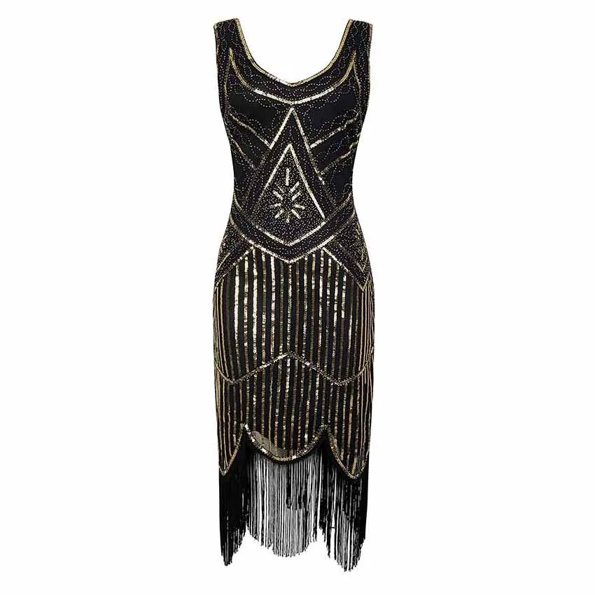 Women's Flapper Dresses 1920s Beaded Fringed Great Gatsby Dress