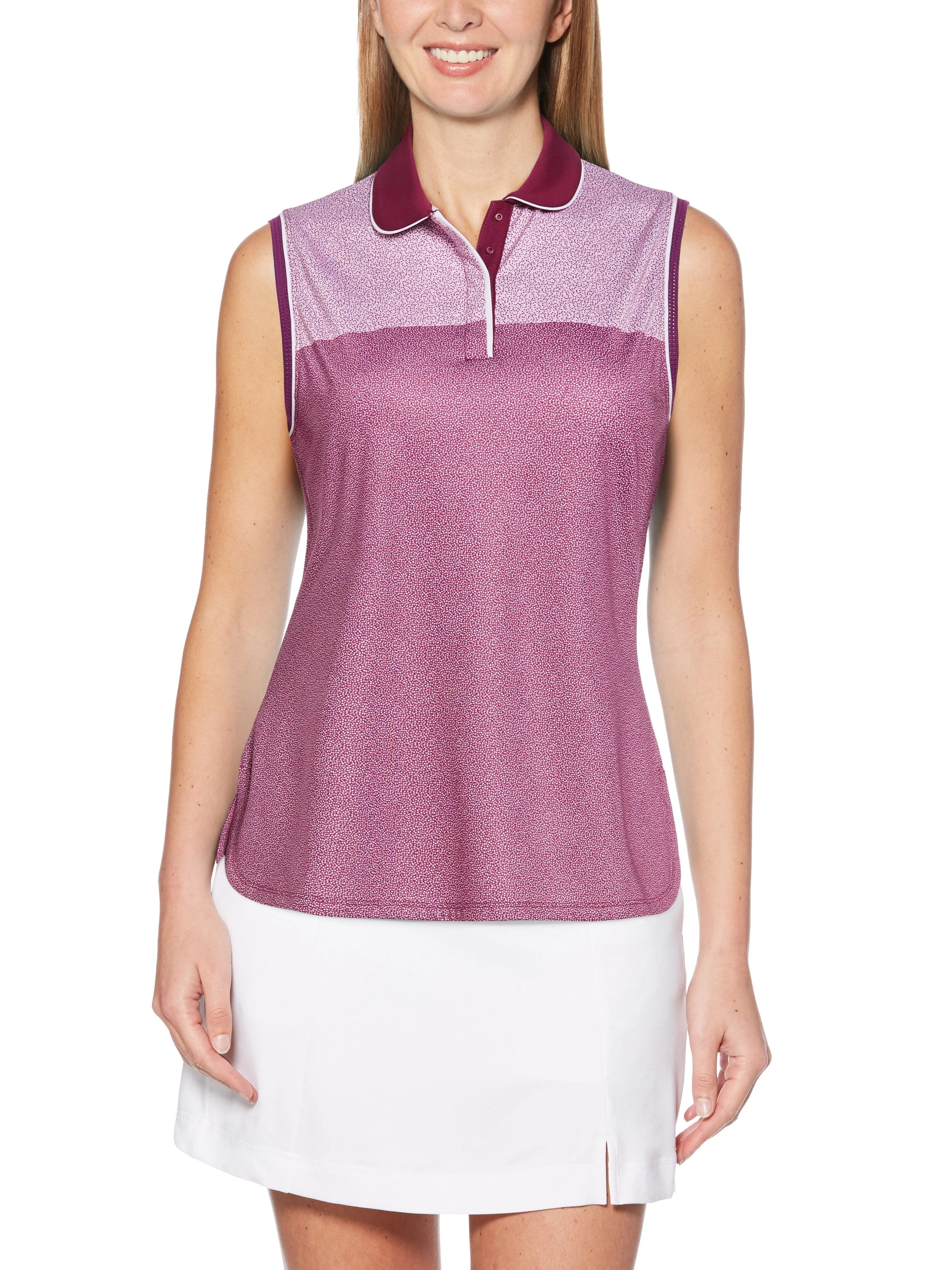 Womens Mini Leaf Color Block Polo