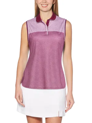 Womens Mini Leaf Color Block Polo