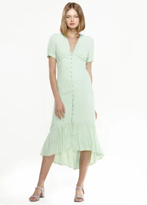 Women's V-Neck Mermaid Button Down Maxi Dress In Spring Sage