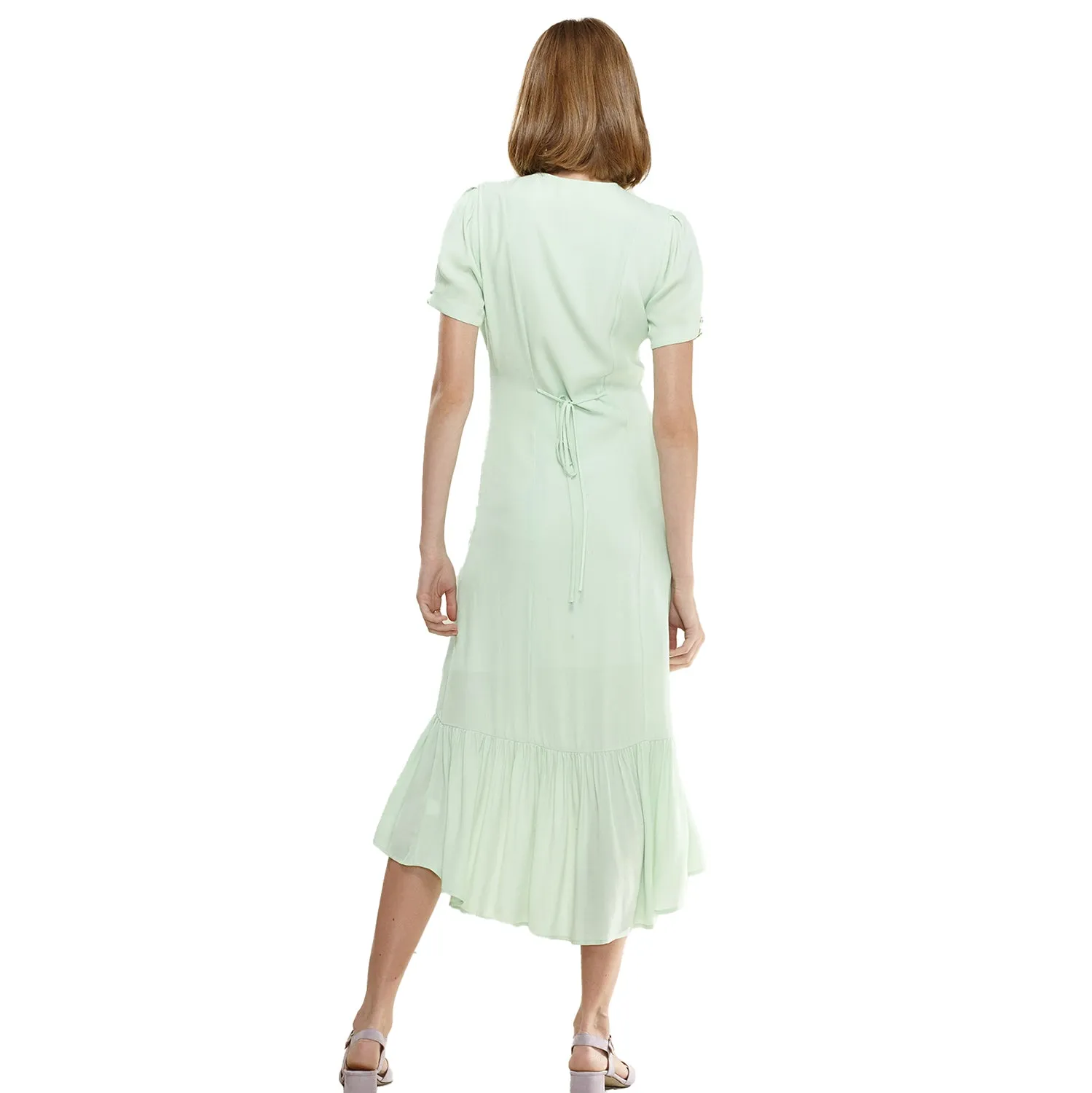 Women's V-Neck Mermaid Button Down Maxi Dress In Spring Sage