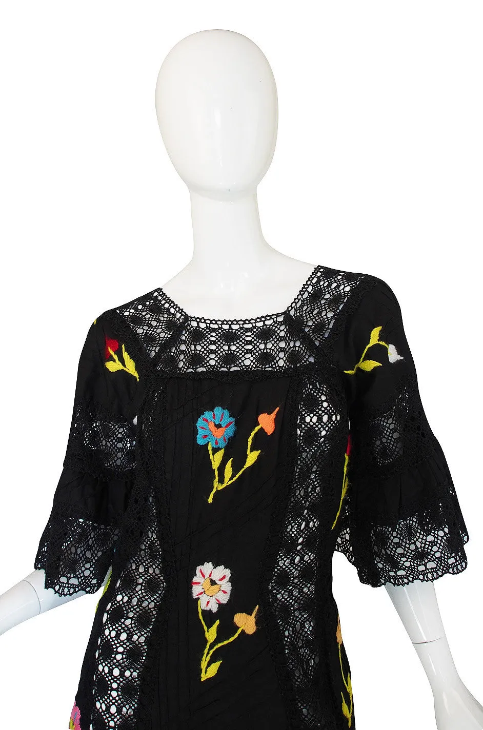 Wonderful 1960s Mexican Embroidered Maxi Dress