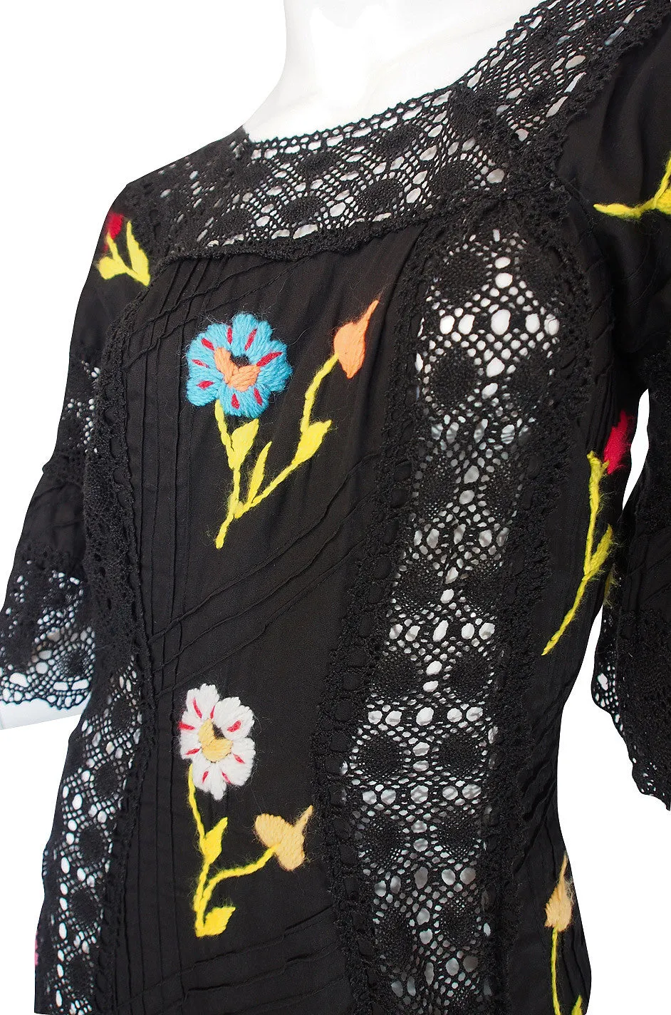 Wonderful 1960s Mexican Embroidered Maxi Dress