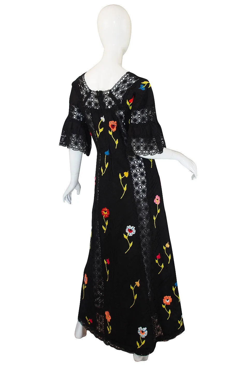 Wonderful 1960s Mexican Embroidered Maxi Dress