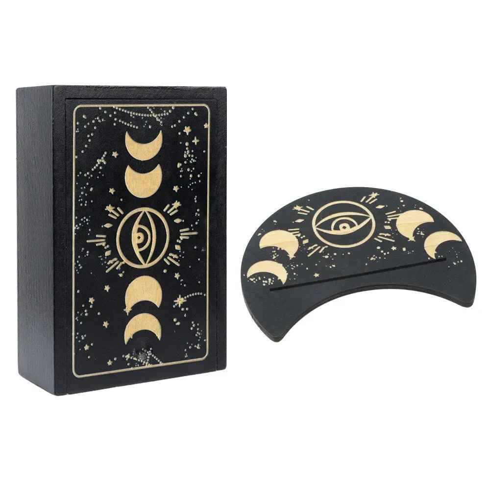 Wooden Oracle Cards Box and Card Holder Stand