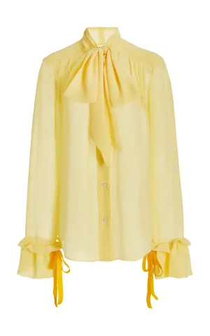 Yellow Pussybow Shirt - Pre Order