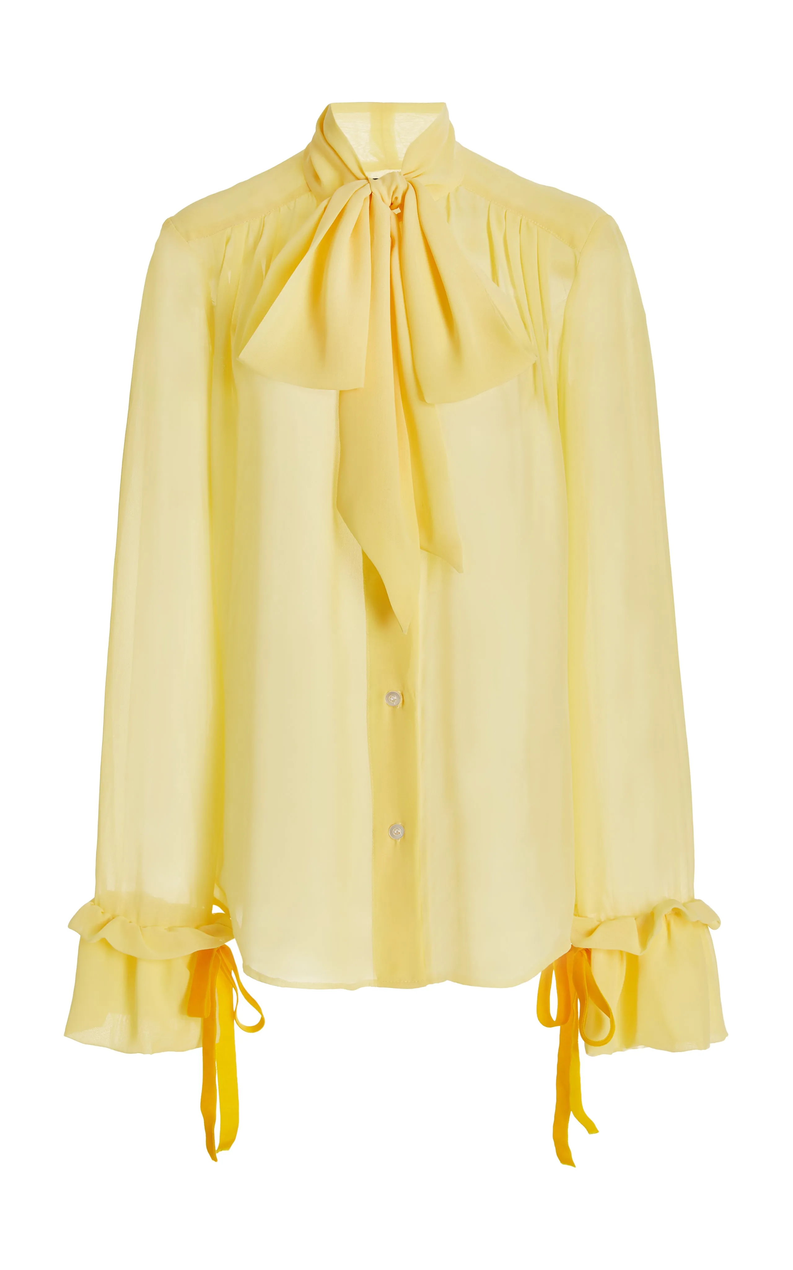 Yellow Pussybow Shirt - Pre Order