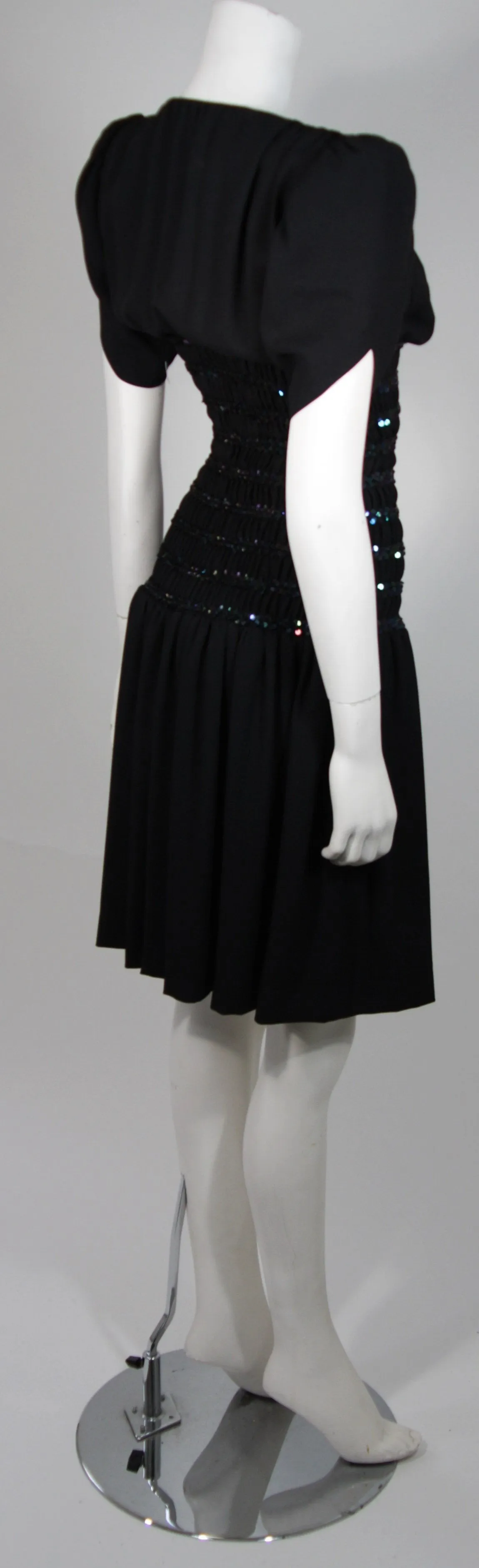 YVES SAINT LAURENT Black Cocktail Gown w/ Sequin Waist Size 38