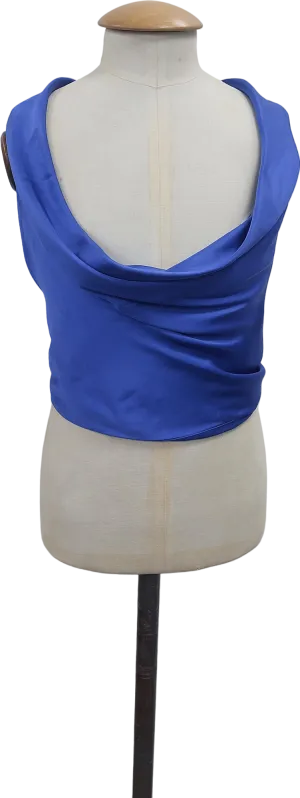 ZARA Blue Satin Hankerchief Top UK XS