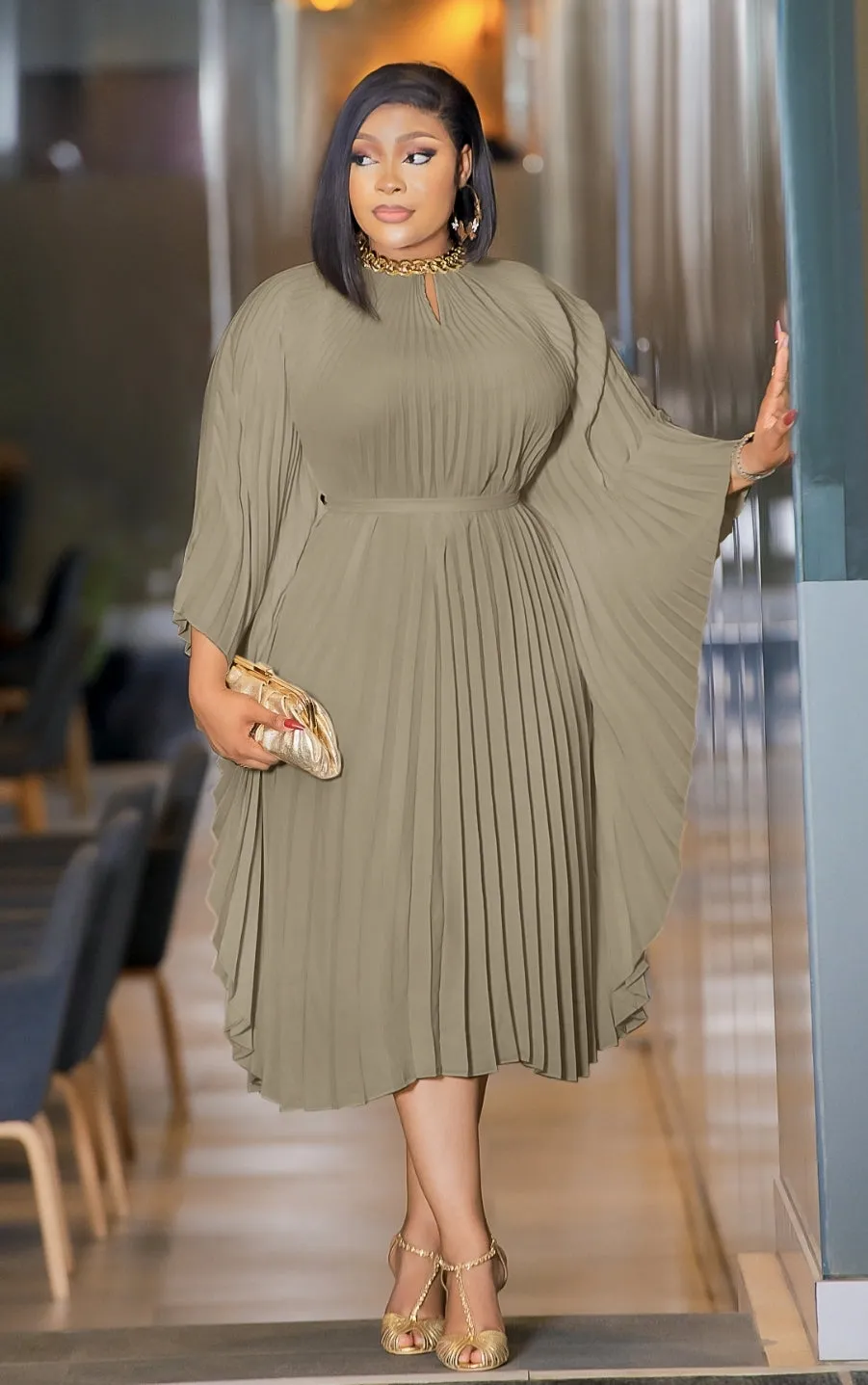 Zarina- Pleats Kaftan Maxi Dress (New! 4 colors)