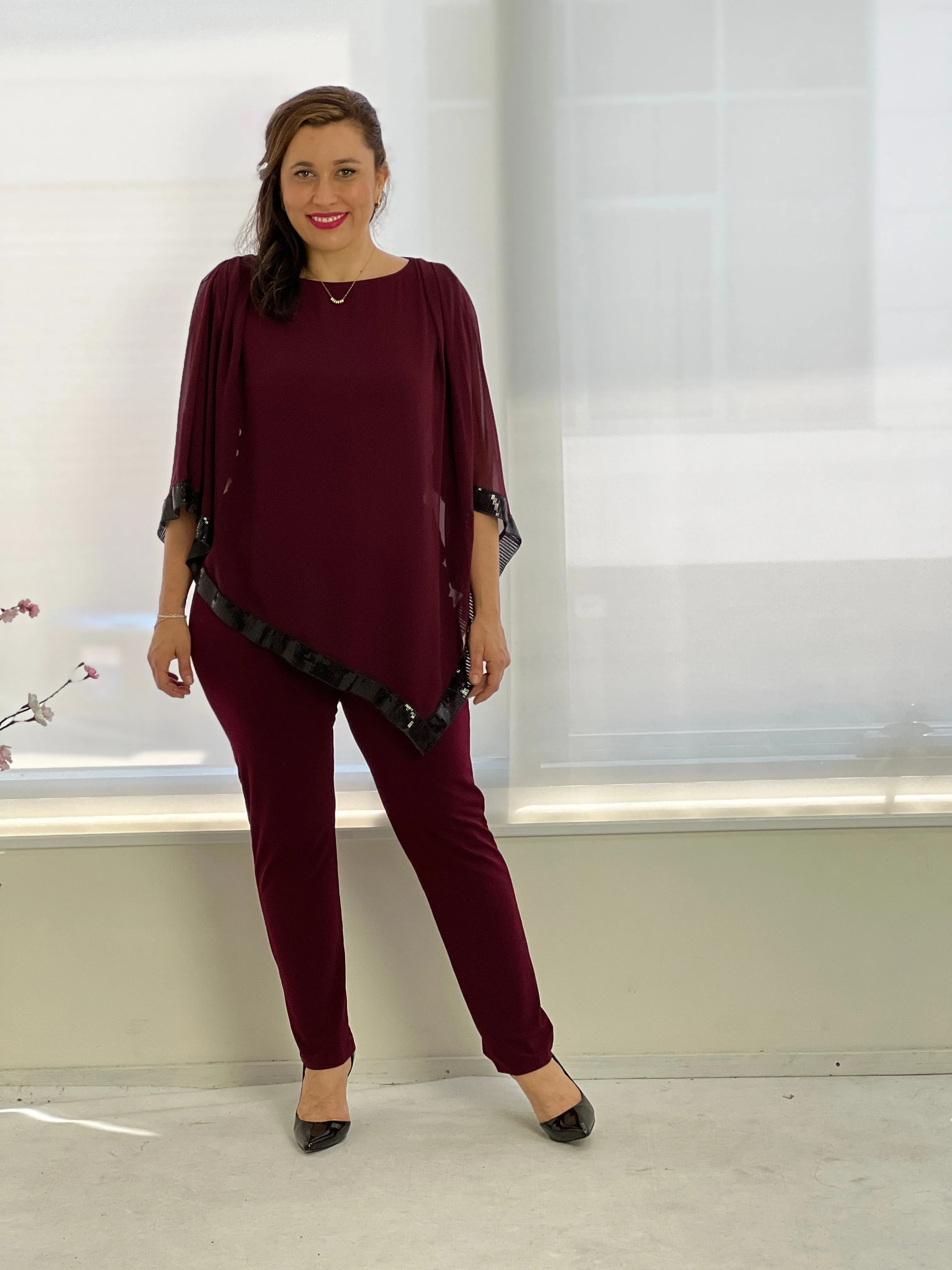 Zoe Burgundy Evening Top