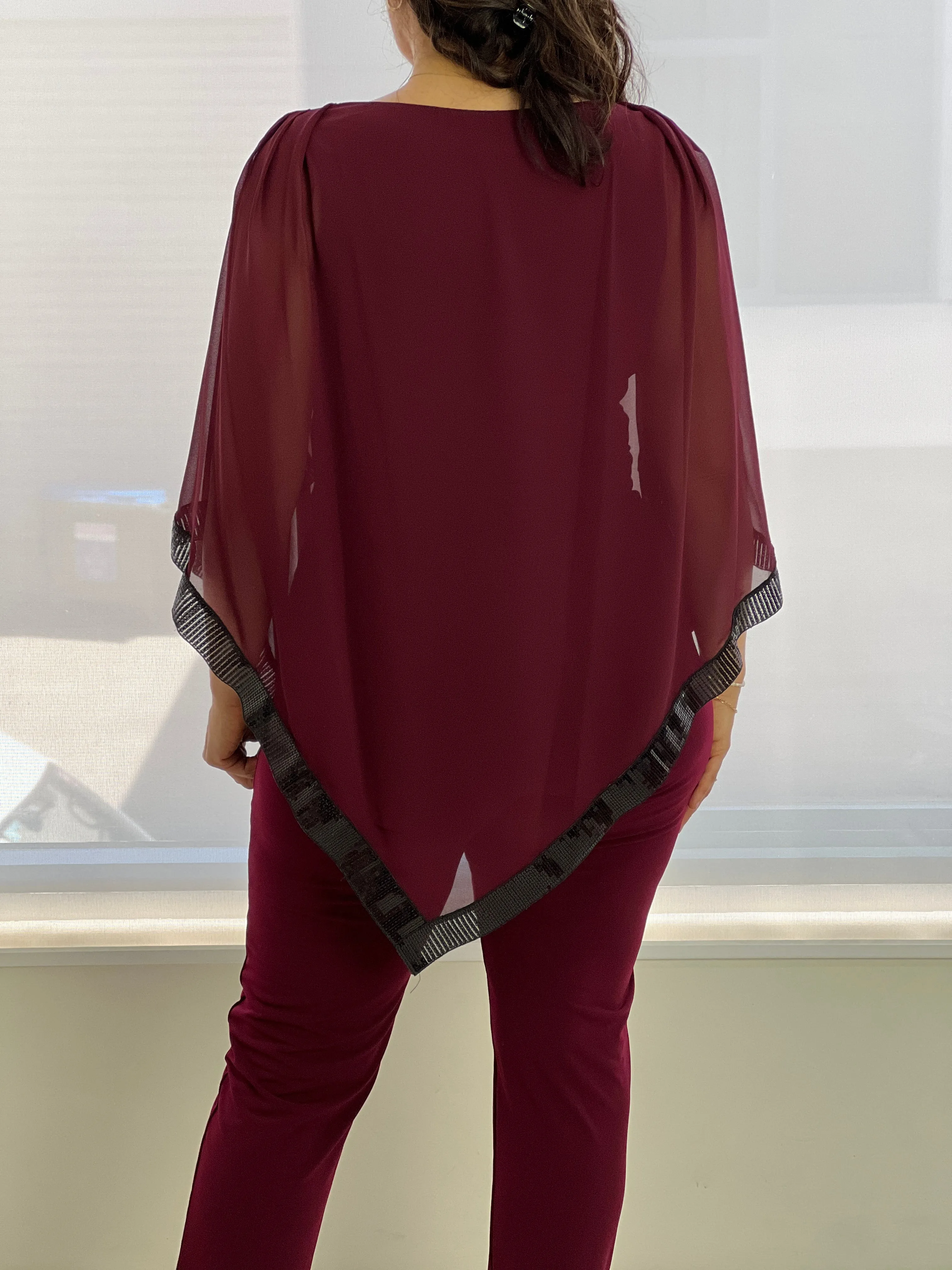 Zoe Burgundy Evening Top