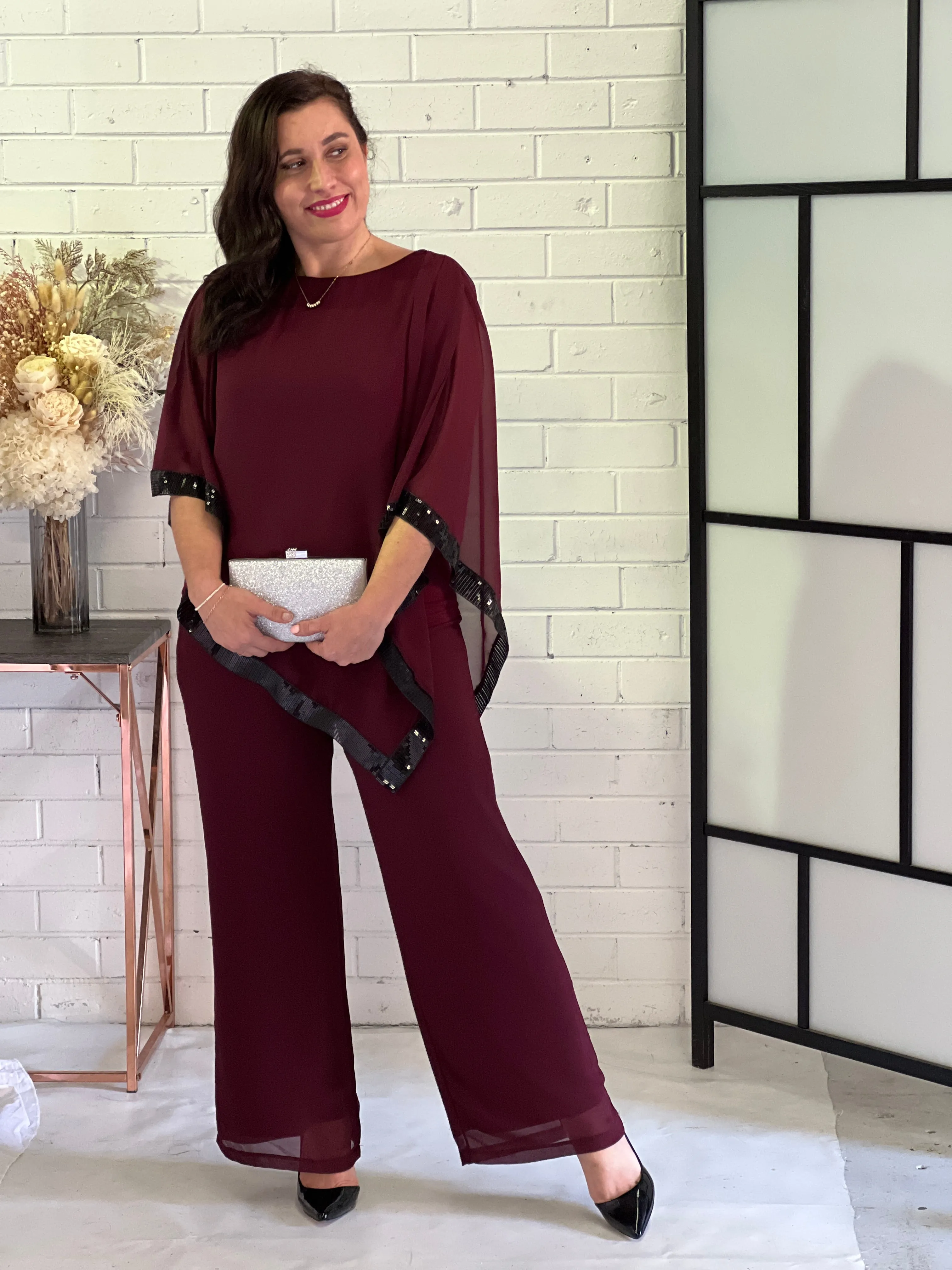 Zoe Burgundy Evening Top